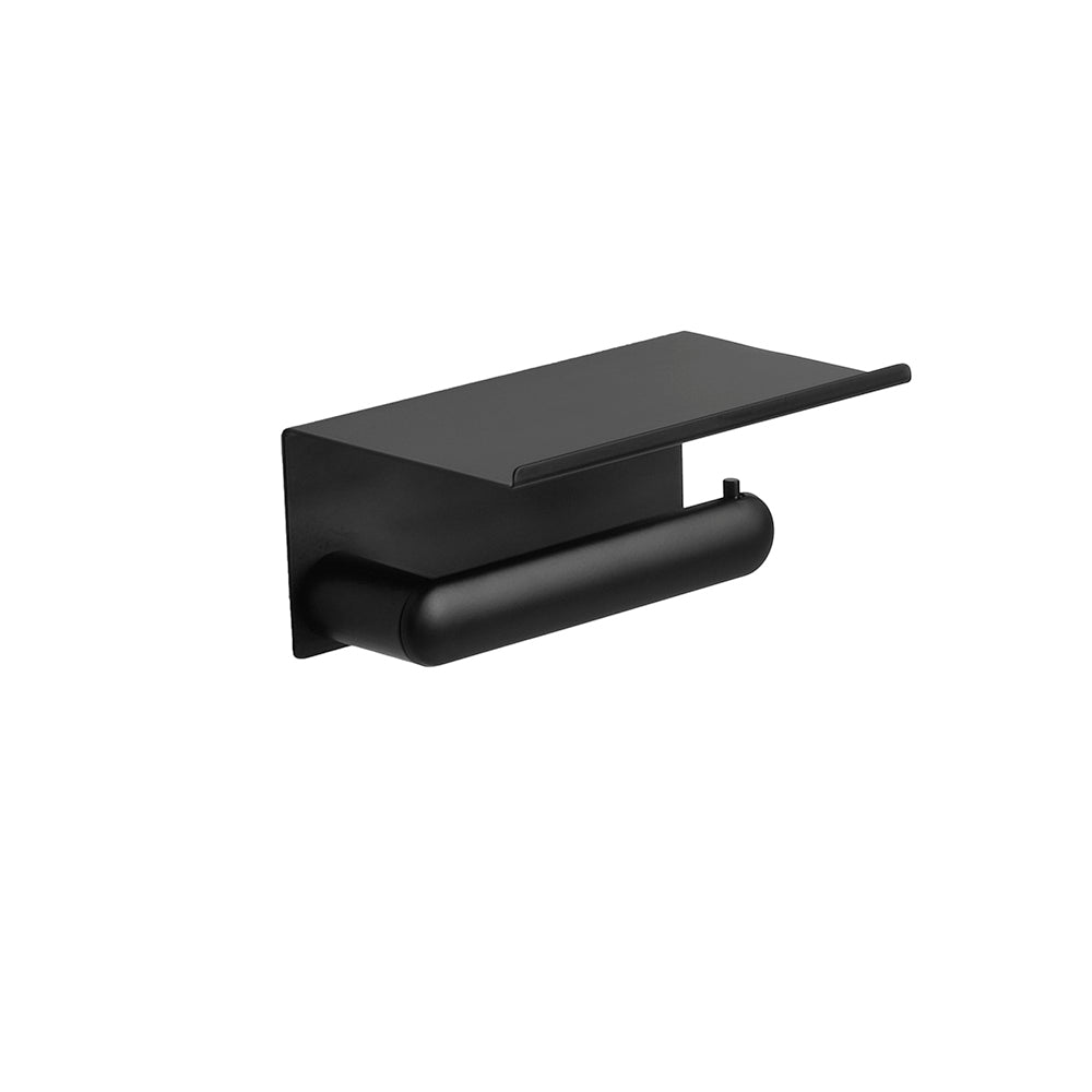 Corona Toilet Paper Holder with Shelf — Black Matt