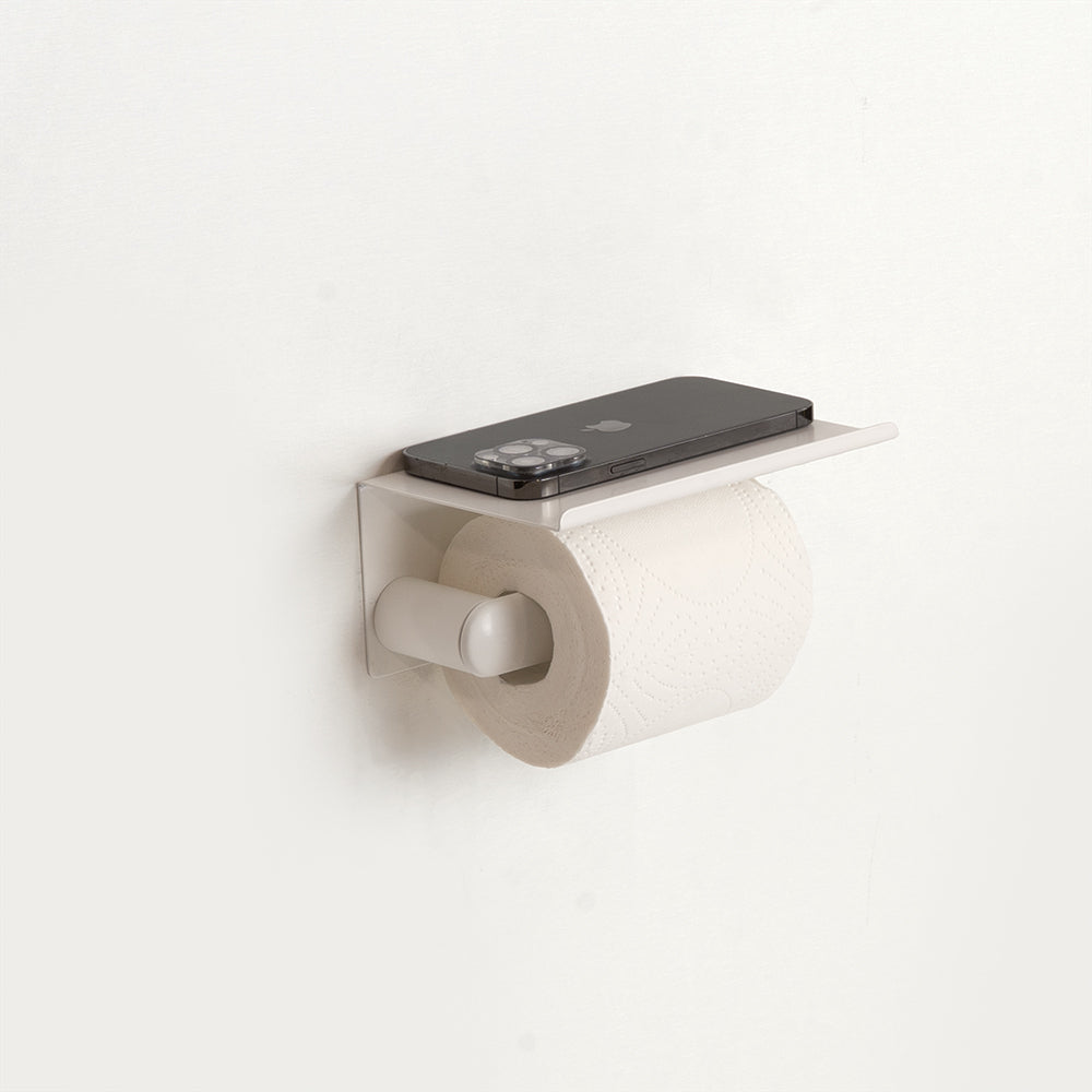 Corona Toilettenpapierhalter mit Ablage — Weiß Matt