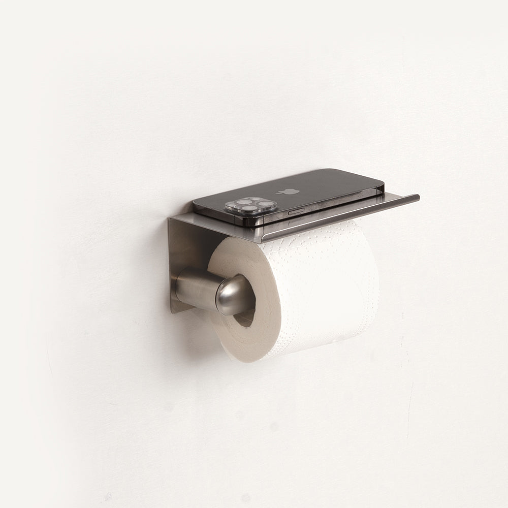 Corona Toilettenpapierhalter mit Ablage — Gebürstetes INOX