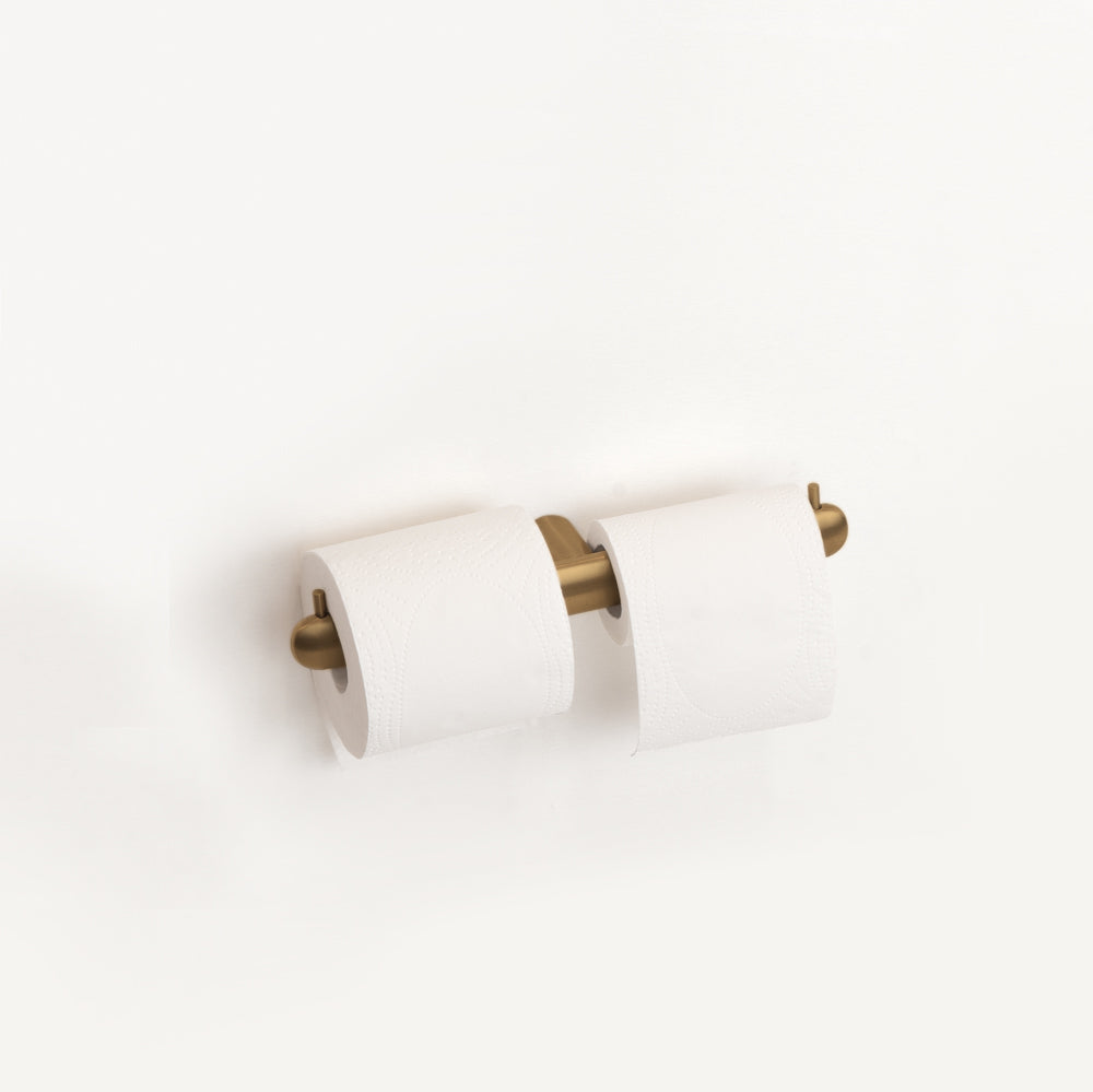 Double Toilet Paper Holder — Brushed Gold